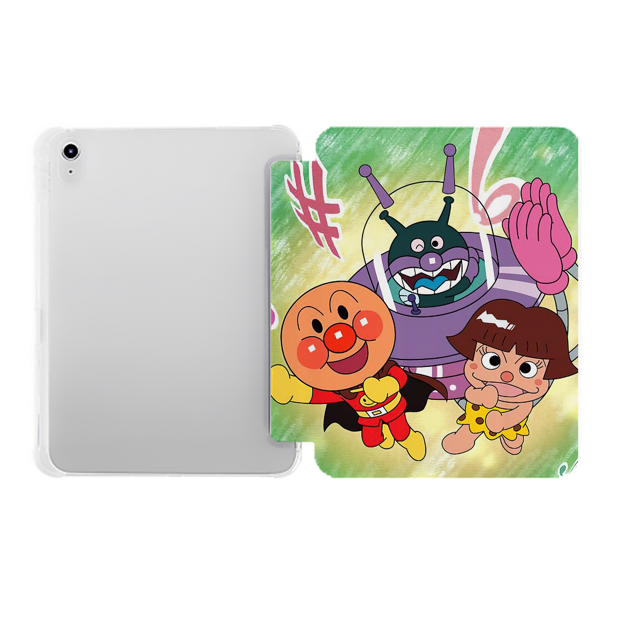 （画像用） アンパンマン Anpanman IPad ケース ペン収納付き 三つ折りスタンド PUレザー×シリコン 対応機種9.5/10.5/10.9インチ